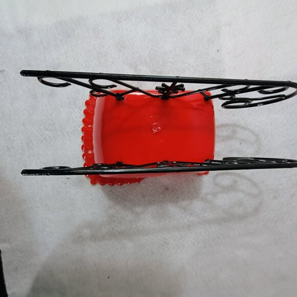 EUC: Vintage Milkis 1960s Red Christmas Sleigh Candy Holder w/ Original Box - Picture 10 of 11